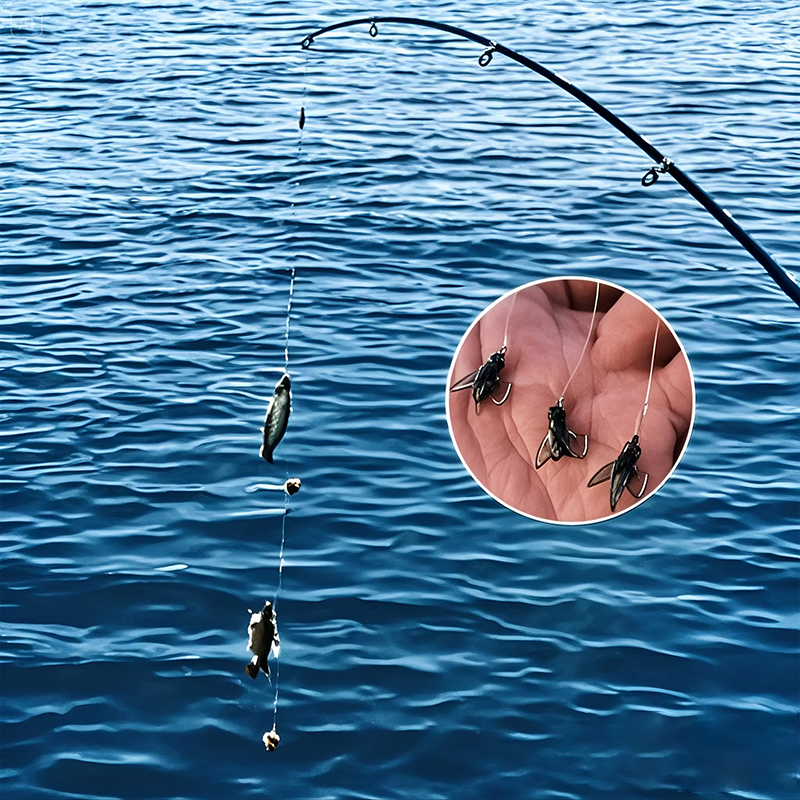 🏆🐟Ensemble de leurres artificiels pour la pêche à la mouche avec plusieurs hameçons