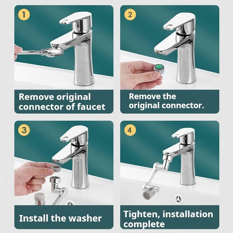 💧Adaptateur robinet 1440° pivotant🚿Étanche, silencieux, 2 modes d’eau & triple filtration✨