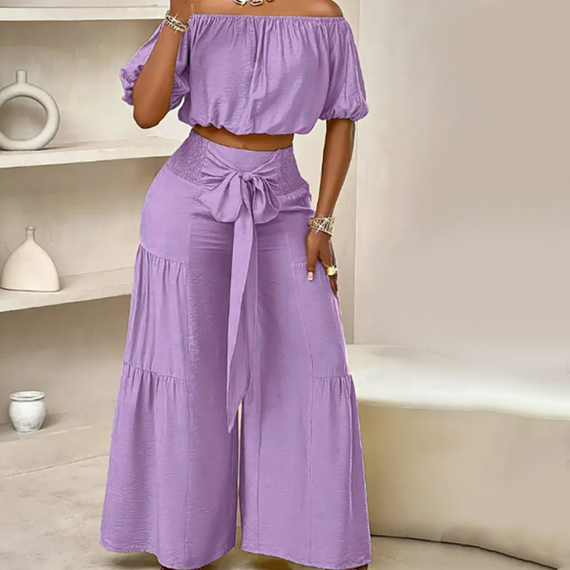 💎 -50% SUR L'ENSEMBLE ÉPAULES NUES & PANTALON LARGE ! 💎 Taille Haute, Manches Bouffantes & Style Élégant ✨