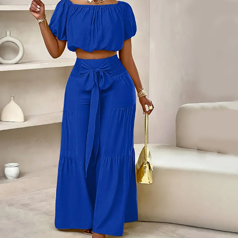 💎 -50% SUR L'ENSEMBLE ÉPAULES NUES & PANTALON LARGE ! 💎 Taille Haute, Manches Bouffantes & Style Élégant ✨
