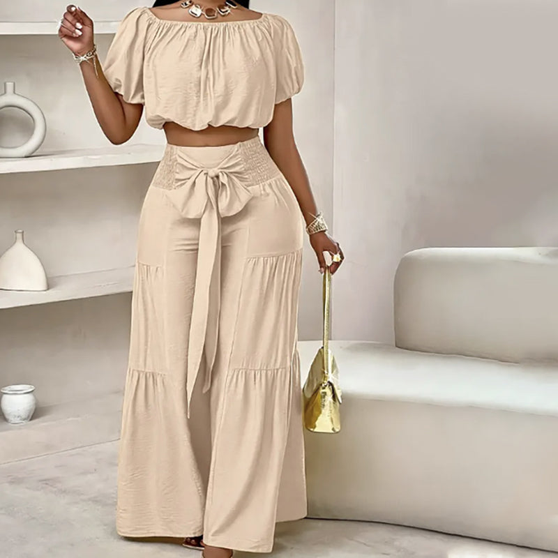 💎 -50% SUR L'ENSEMBLE ÉPAULES NUES & PANTALON LARGE ! 💎 Taille Haute, Manches Bouffantes & Style Élégant ✨