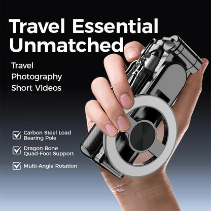 Perche à Selfie Magnétique 4-en-1 - Rotation 360°, Trépied Mini et Télécommande 10m