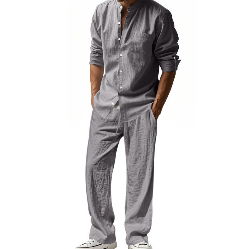 📢📢50 % DE RÉDUCTION !! ⏰Ensemble chemise et pantalon pour homme – Style décontracté, lin respirant, coupe ample