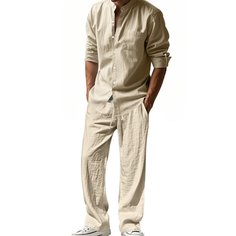📢📢50 % DE RÉDUCTION !! ⏰Ensemble chemise et pantalon pour homme – Style décontracté, lin respirant, coupe ample
