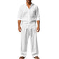 📢📢50 % DE RÉDUCTION !! ⏰Ensemble chemise et pantalon pour homme – Style décontracté, lin respirant, coupe ample