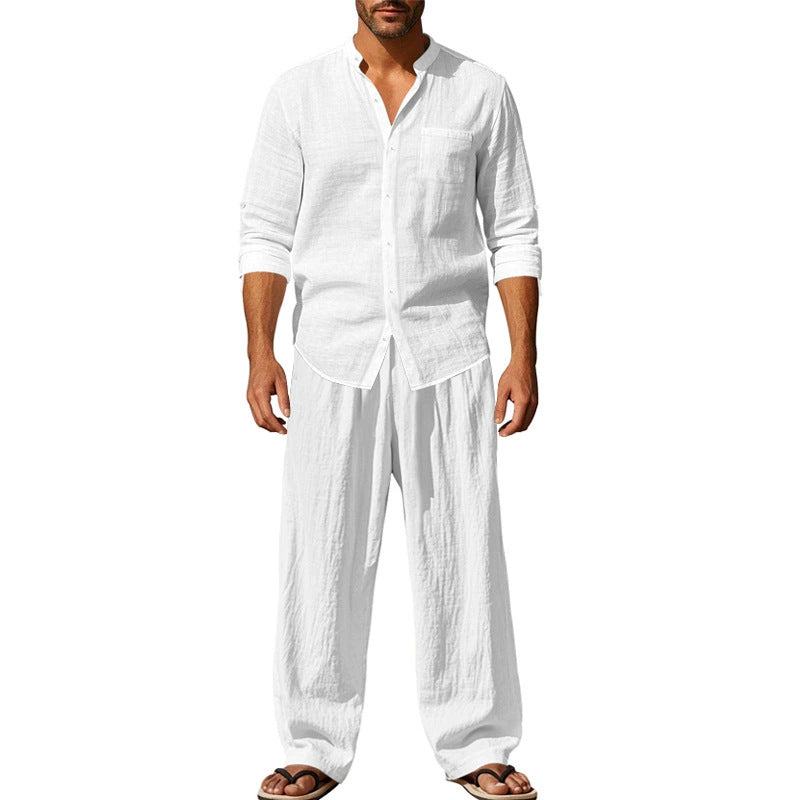 📢📢50 % DE RÉDUCTION !! ⏰Ensemble chemise et pantalon pour homme – Style décontracté, lin respirant, coupe ample