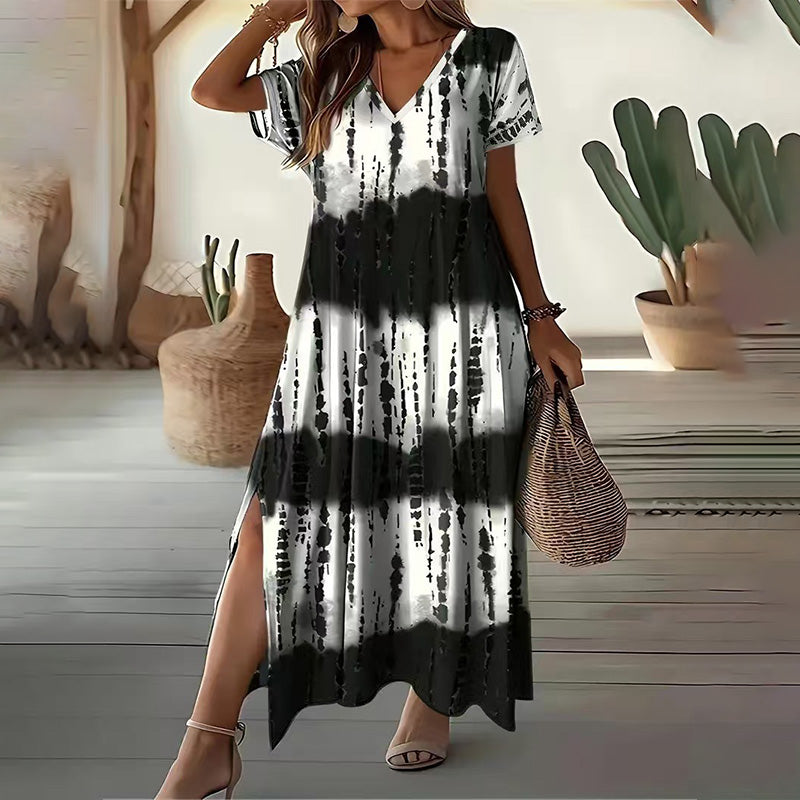 💖Dernier jour, 50 % de réduction💖Robe décontractée à col en V et dégradé pour femme