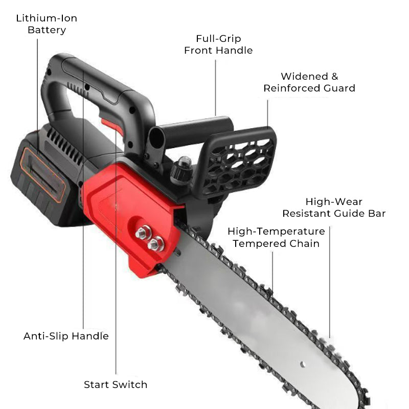 🪚Tronçonneuse sans fil Lithium-Ion — Moteur en cuivre pur | Coupe rapide, sans blocage | Sécurité anti-démarrage accidentel | Pare-copeaux | Polyvalente pour le jardinage, l'élagage et la coupe de bois de chauffage🔥