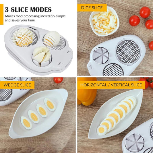 🥚PROMO LIMITÉE 50% DE RÉDUCTION !✨Coupe-Œufs 3 en 1 – Tranche, Coupe, Cube, Acier Inoxydable, Facile à Nettoyer⏱️