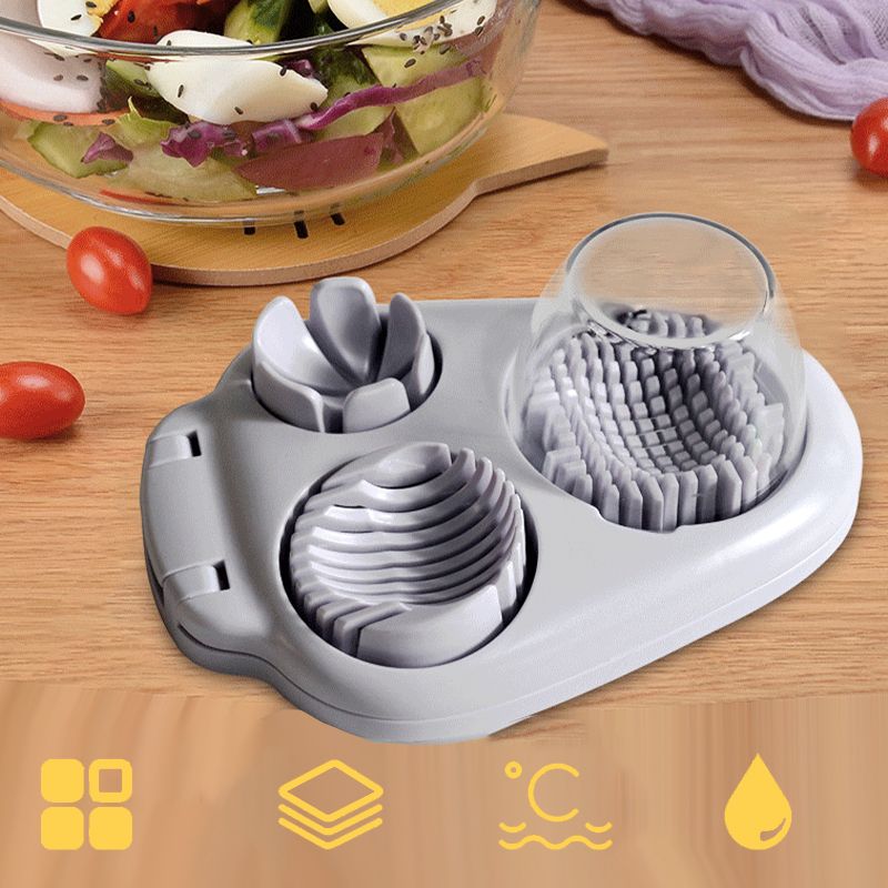 🥚PROMO LIMITÉE 50% DE RÉDUCTION !✨Coupe-Œufs 3 en 1 – Tranche, Coupe, Cube, Acier Inoxydable, Facile à Nettoyer⏱️