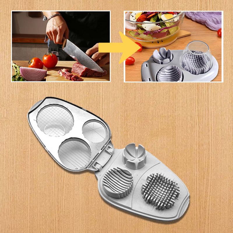 🥚PROMO LIMITÉE 50% DE RÉDUCTION !✨Coupe-Œufs 3 en 1 – Tranche, Coupe, Cube, Acier Inoxydable, Facile à Nettoyer⏱️