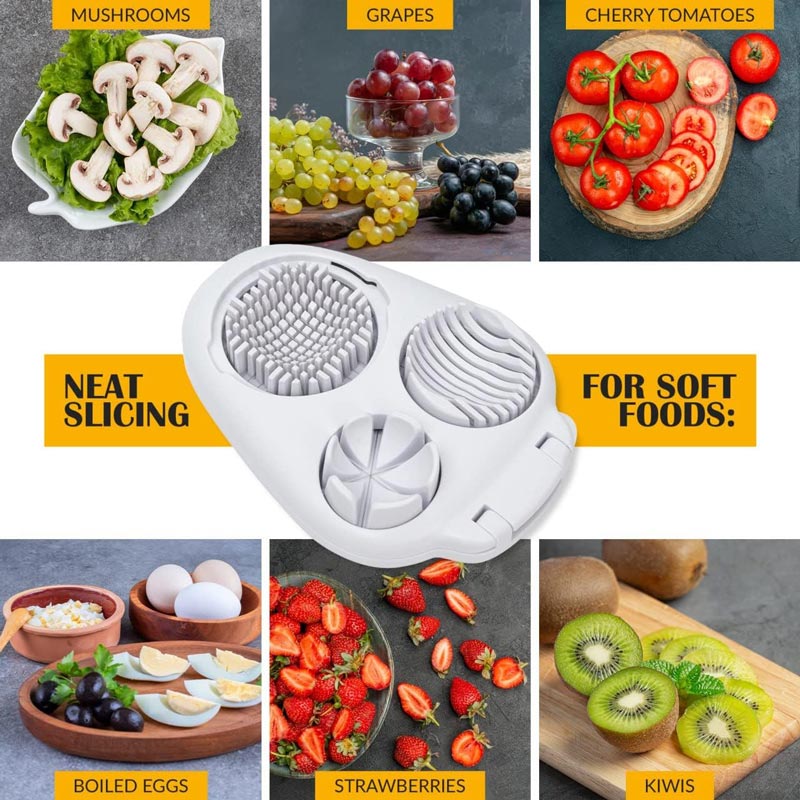 🥚PROMO LIMITÉE 50% DE RÉDUCTION !✨Coupe-Œufs 3 en 1 – Tranche, Coupe, Cube, Acier Inoxydable, Facile à Nettoyer⏱️