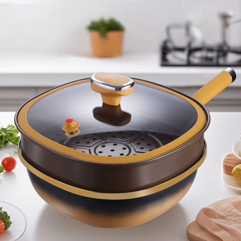 🔥50 % DE RÉDUCTION🍳✨Pot anti-adhésif en alliage de titane de 12 pouces avec couvercle🍲💫