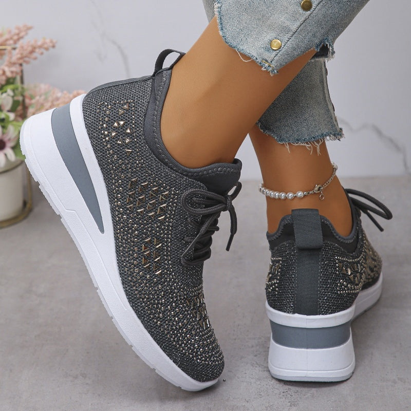 💎Chaussures de Sport Orthopédiques pour Femme – Cuir Haut de Gamme, Strass Élégants & Soutien Postural Médical✨👟