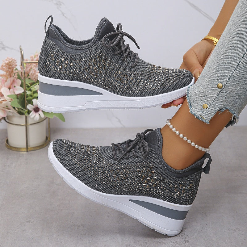 💎Chaussures de Sport Orthopédiques pour Femme – Cuir Haut de Gamme, Strass Élégants & Soutien Postural Médical✨👟