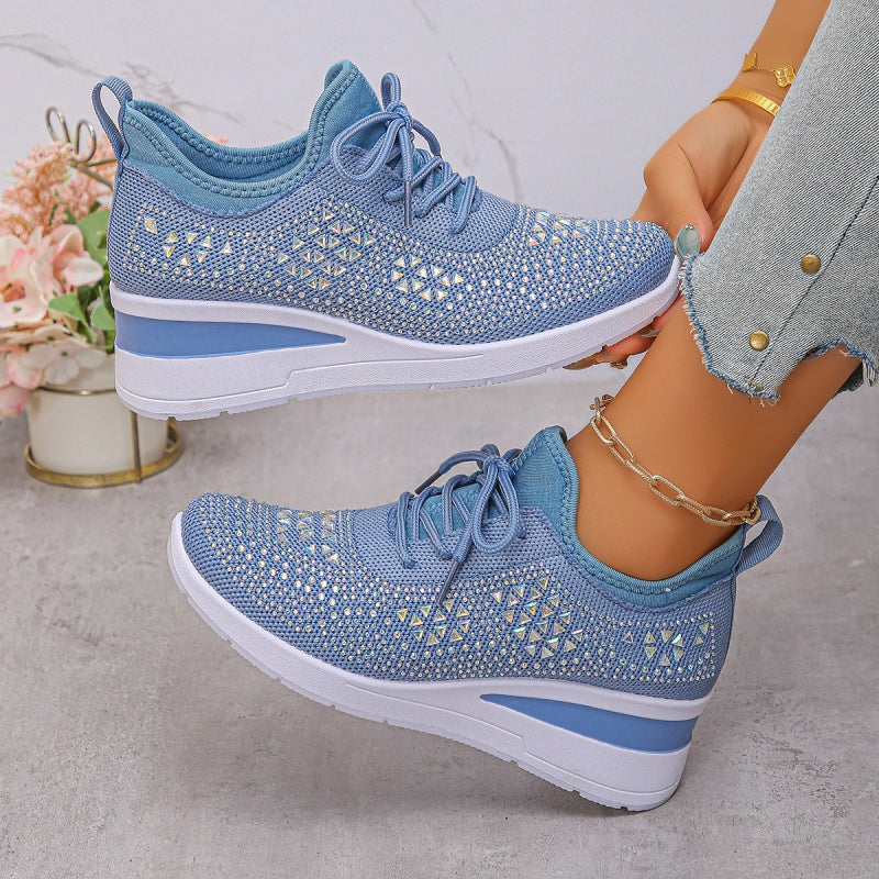 💎Chaussures de Sport Orthopédiques pour Femme – Cuir Haut de Gamme, Strass Élégants & Soutien Postural Médical✨👟