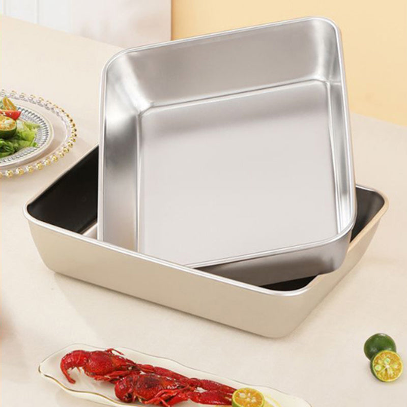 🍽️ Plateau Carré en Acier Inoxydable 201 — Poli Électrolytique, Bord Sécurisé, Antidérapant, Résistant à la Chaleur, Empilable ✨