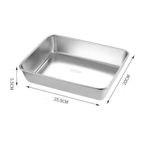 🍽️ Plateau Carré en Acier Inoxydable 201 — Poli Électrolytique, Bord Sécurisé, Antidérapant, Résistant à la Chaleur, Empilable ✨
