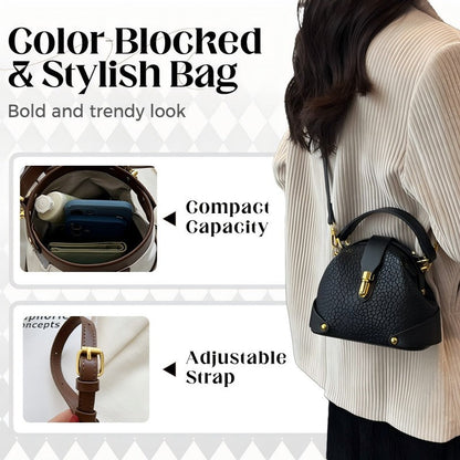 👜 PROMO LIMITÉE 50% DE RÉDUCTION ! ✨ Sac Femme Color Block – Quincaillerie Métal, Sangle Réglable, Compact ✨