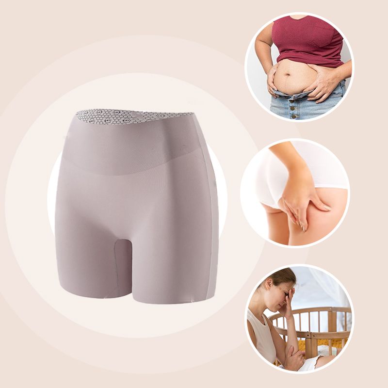 🏆Sous-vêtements féminins taille haute en soie glacée avec contrôle de l'abdomen Hip-lifting👑🌿