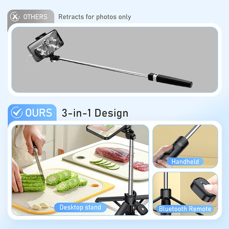 Perche à Selfie Bluetooth Portable à 4 Pieds avec Trépied