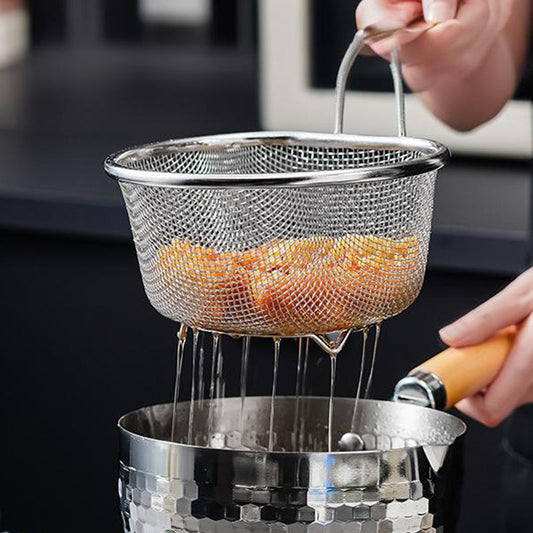 📢📢50% DE RÉDUCTION !! ⏰ Passoire en Acier Inoxydable avec Manche – Inox 304, mailles fine & large – Idéale pour égoutter pâtes, légumes & fruits 🥗