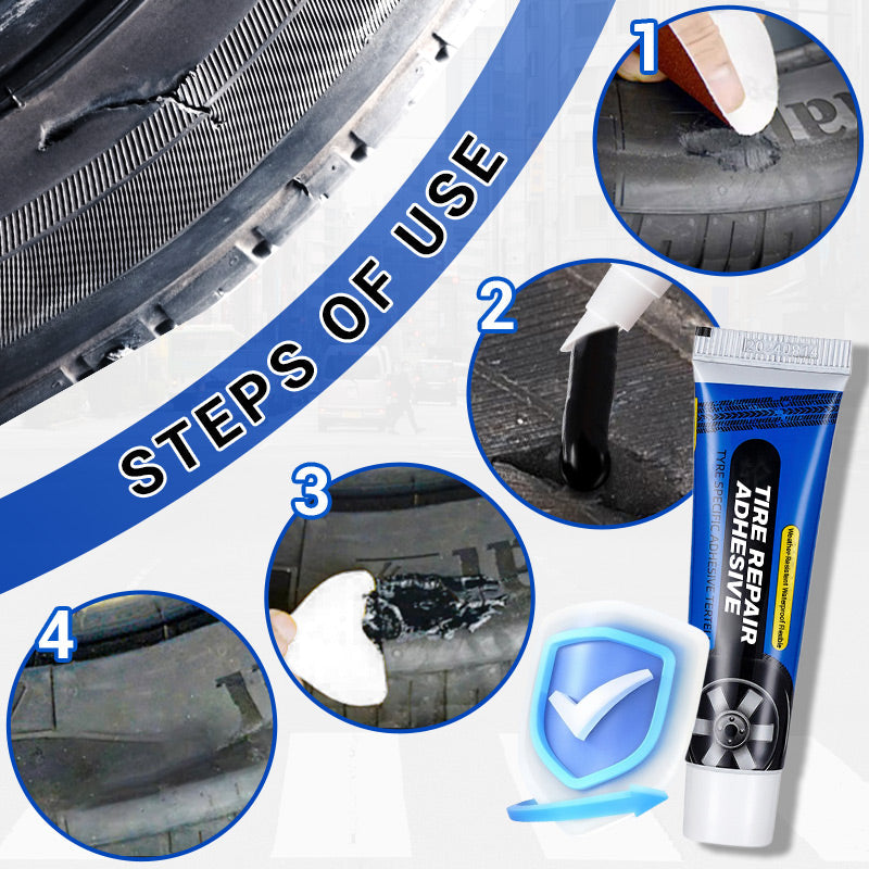 Adhésif de Réparation de Pneus Flexible Imperméable et Résistant aux Intempéries