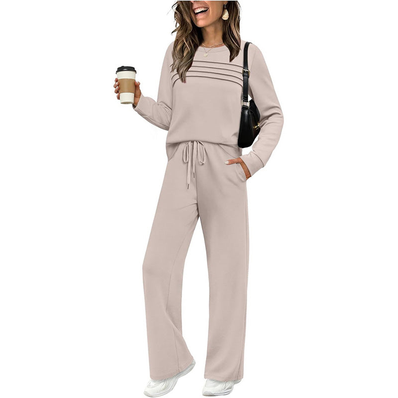 📢📢 50 % de réduction !! ⏰Ensemble Femme Décontracté avec Haut et Pantalon à Cordon de Serrage👕👖