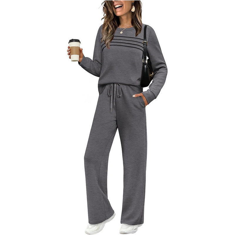 📢📢 50 % de réduction !! ⏰Ensemble Femme Décontracté avec Haut et Pantalon à Cordon de Serrage👕👖