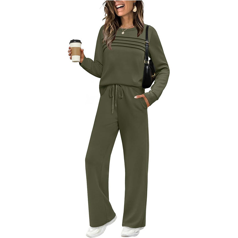 📢📢 50 % de réduction !! ⏰Ensemble Femme Décontracté avec Haut et Pantalon à Cordon de Serrage👕👖