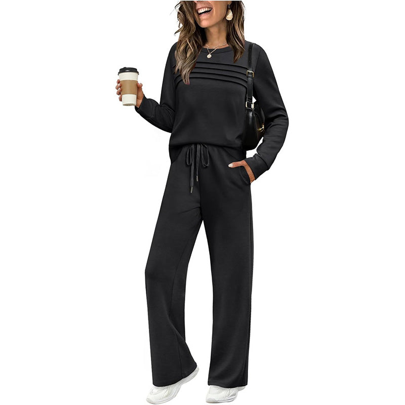 📢📢 50 % de réduction !! ⏰Ensemble Femme Décontracté avec Haut et Pantalon à Cordon de Serrage👕👖