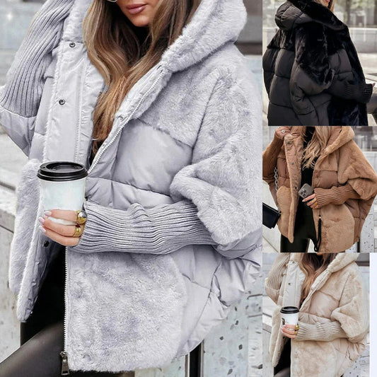 🔥Pré-réchauffement hivernal - Remises énormes🔥🧣Manteau bouffant tricoté surdimensionné de luxe pour femme - Incontournable de l'hiver avec un design patchwork et une chaleur maximale !✨