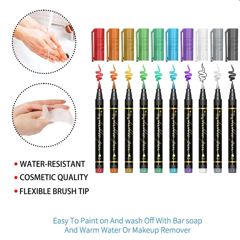 🌈Soldes exceptionnels 49 % de réduction🎨Set de 10 marqueurs pour tatouages temporaires