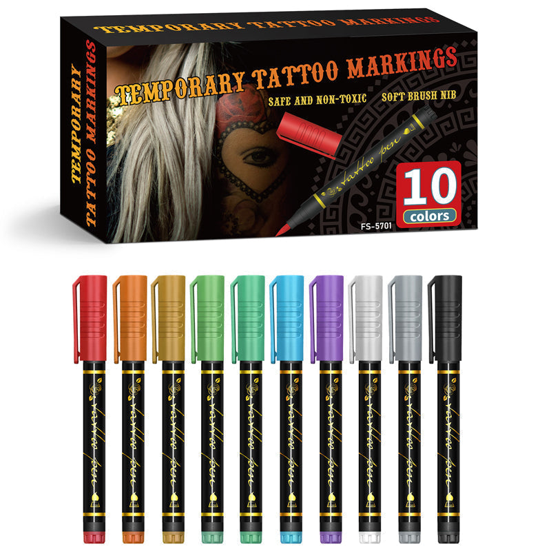 🌈Soldes exceptionnels 49 % de réduction🎨Set de 10 marqueurs pour tatouages temporaires