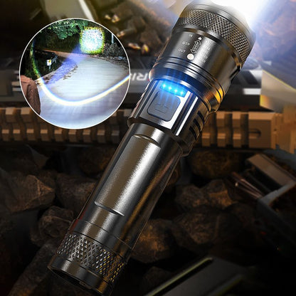 Lampe de Poche Zoomable 7500 Lumens - Étanche IPX7, Rechargeable USB-C et Fonction Power Bank