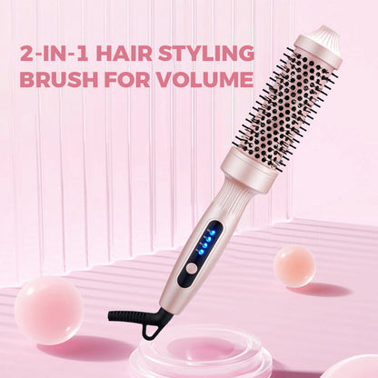 🌟Brosse à Coiffer 2 en 1 pour Volume💖Température Réglable, Céramique Tourmaline - Noir/Rose