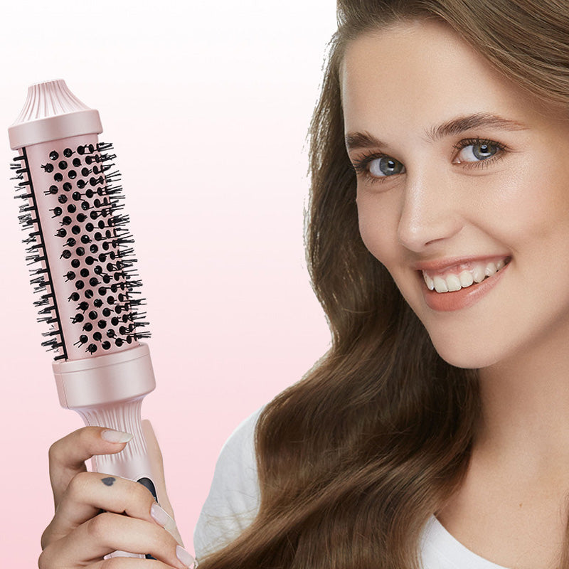 🌟Brosse à Coiffer 2 en 1 pour Volume💖Température Réglable, Céramique Tourmaline - Noir/Rose