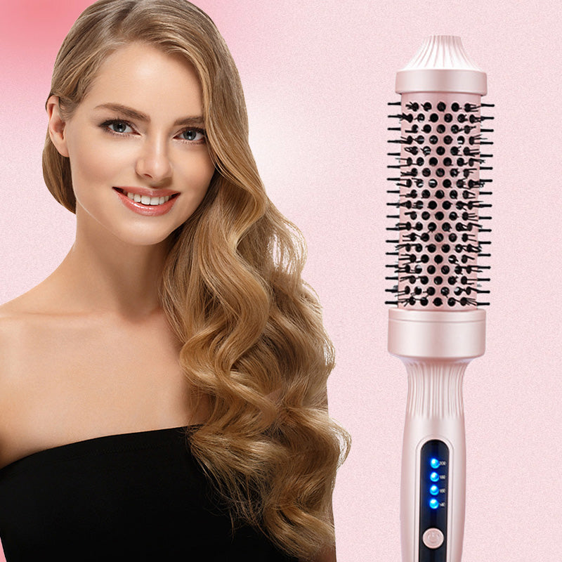 🌟Brosse à Coiffer 2 en 1 pour Volume💖Température Réglable, Céramique Tourmaline - Noir/Rose