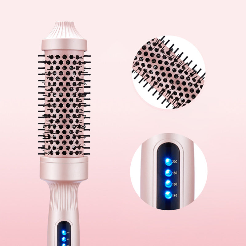 🌟Brosse à Coiffer 2 en 1 pour Volume💖Température Réglable, Céramique Tourmaline - Noir/Rose