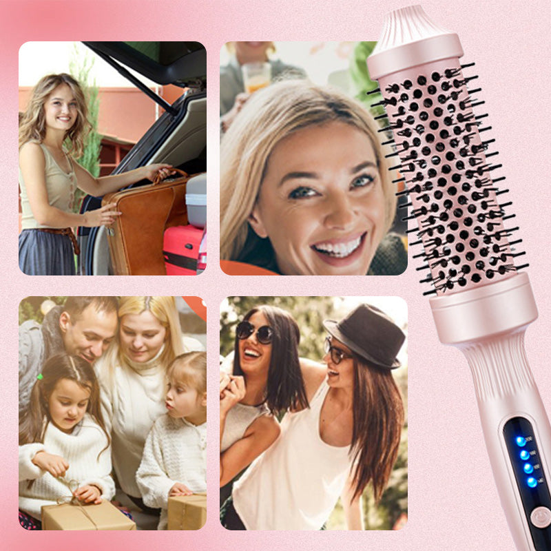 🌟Brosse à Coiffer 2 en 1 pour Volume💖Température Réglable, Céramique Tourmaline - Noir/Rose