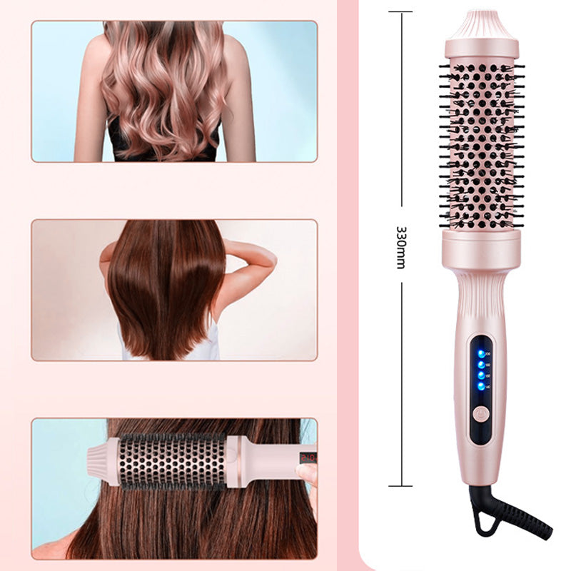 🌟Brosse à Coiffer 2 en 1 pour Volume💖Température Réglable, Céramique Tourmaline - Noir/Rose
