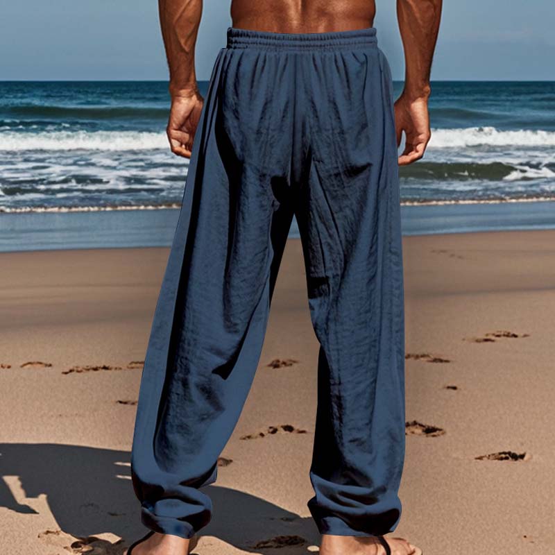 👖 50% DE RÉDUCTION! ✨ Pantalon Décontracté Ample en Lin pour Homme – Coupe Droite, Cordon Réglable & Entretien Facile Pour Un Confort Optimal 🌿