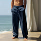 👖 50% DE RÉDUCTION! ✨ Pantalon Décontracté Ample en Lin pour Homme – Coupe Droite, Cordon Réglable & Entretien Facile Pour Un Confort Optimal 🌿