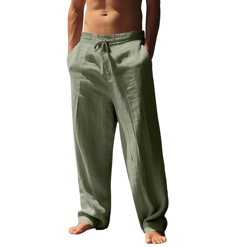 👖 50% DE RÉDUCTION! ✨ Pantalon Décontracté Ample en Lin pour Homme – Coupe Droite, Cordon Réglable & Entretien Facile Pour Un Confort Optimal 🌿