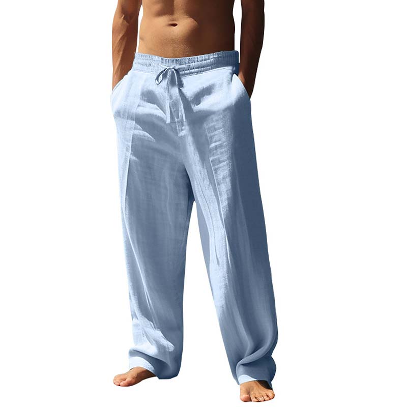 👖 50% DE RÉDUCTION! ✨ Pantalon Décontracté Ample en Lin pour Homme – Coupe Droite, Cordon Réglable & Entretien Facile Pour Un Confort Optimal 🌿