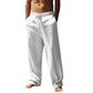 👖 50% DE RÉDUCTION! ✨ Pantalon Décontracté Ample en Lin pour Homme – Coupe Droite, Cordon Réglable & Entretien Facile Pour Un Confort Optimal 🌿