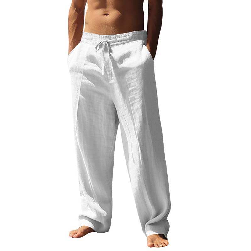 👖 50% DE RÉDUCTION! ✨ Pantalon Décontracté Ample en Lin pour Homme – Coupe Droite, Cordon Réglable & Entretien Facile Pour Un Confort Optimal 🌿