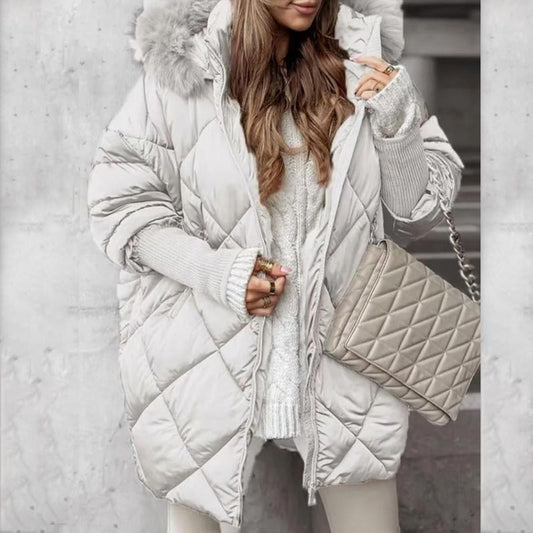 Manteau Parka Mi-long avec Manches Tricotées en Patchwork pour Femmes
