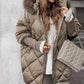 Manteau Parka Mi-long avec Manches Tricotées en Patchwork pour Femmes
