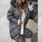 Manteau Parka Mi-long avec Manches Tricotées en Patchwork pour Femmes